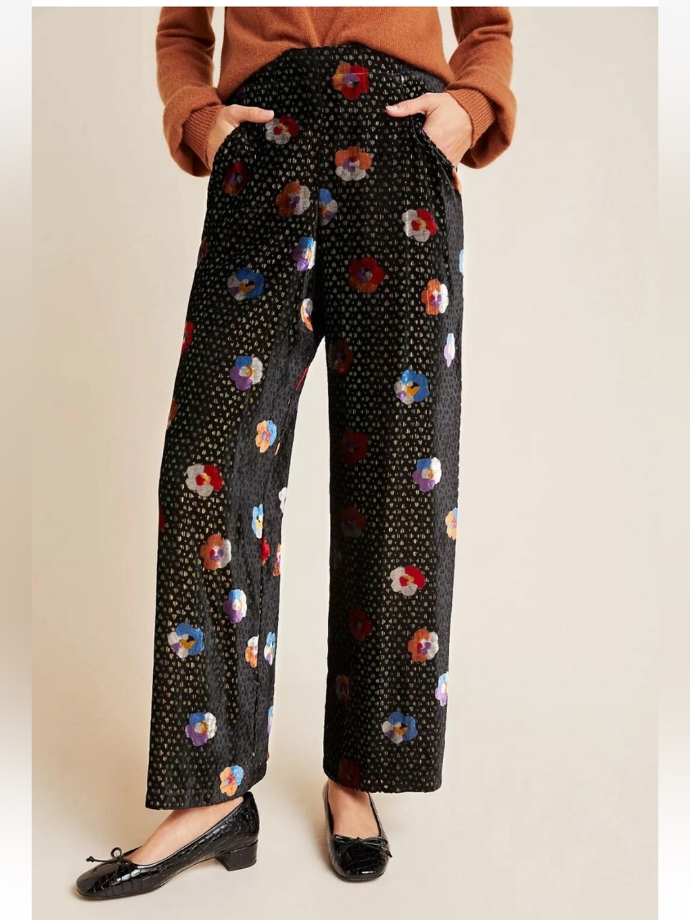 Anthropologie Eva Franco Pasquette Velvet Wide-leg Pants W2560 Sz 6